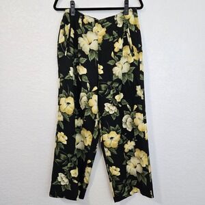 Tommy Bahama 100% Silk Tropical Floral Wide Leg Pants Size 12